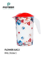 Flower Design IML Plastic Water Jug 3L