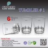 Crystal Tumbler 6 pcs Glasses Set