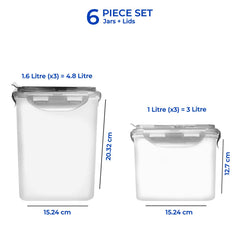 (Deal 9) 6 jars with Seal CEREAL FLAVOR PACK Storage Box With Seal Airtight Jars 6 Pcs Set 100% Premium Quality Jars For Kitchen In Multicolor