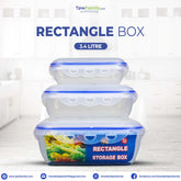 (3.4 Litre) Air tight 3 Pieces Food Container Set Rectangle Storage Box