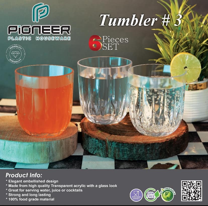 Crystal Tumbler 3 (6 Pcs Glasses Set )