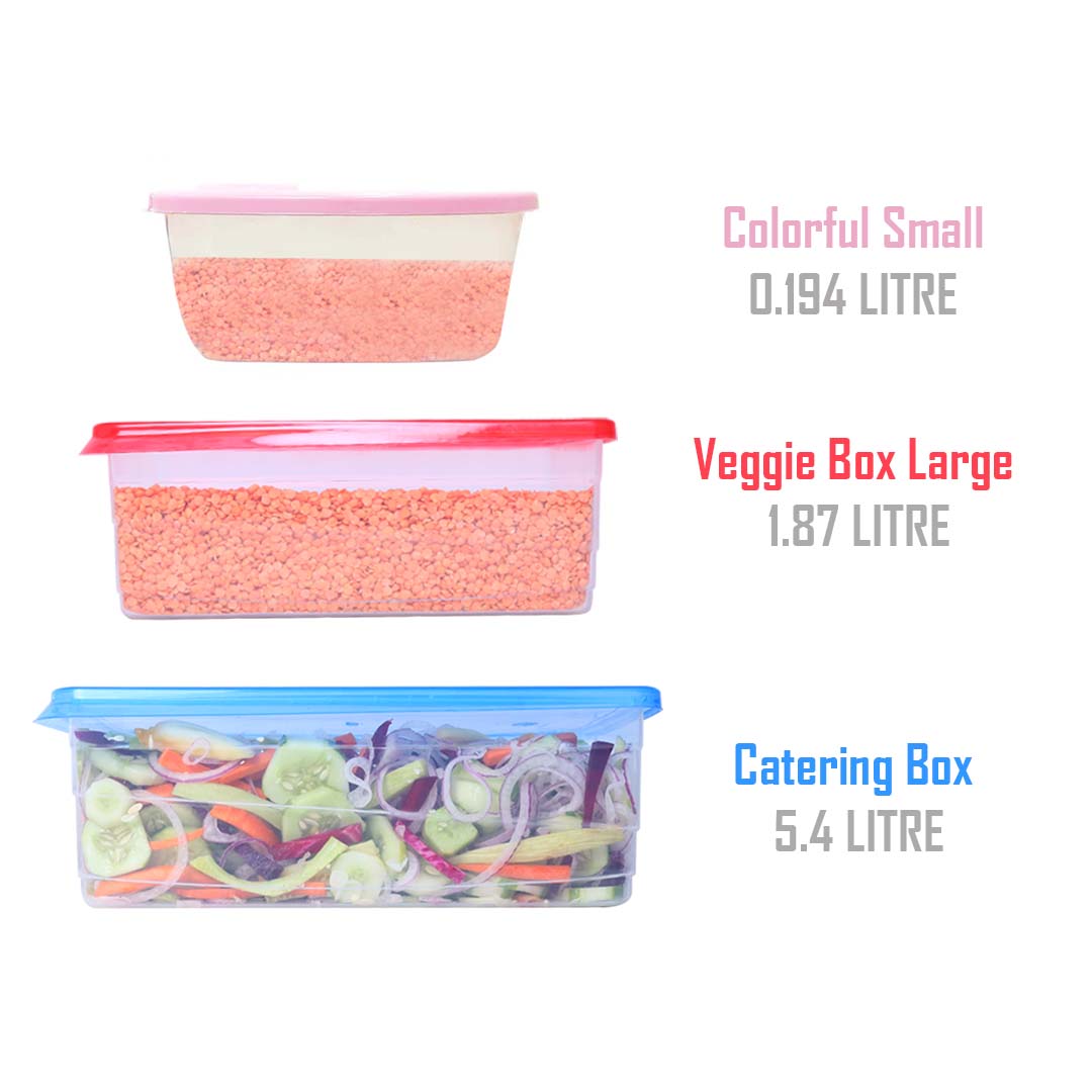 (Deal 7) FAMILY PACK 10 Boxes Storage Box Food Container 10 Pcs Set 100% Premium Quality Food Box For KItchen In Multicolours