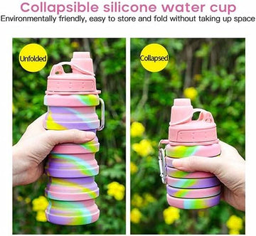 Silicon Folding Water bottle 500 ml BPA free for gym for Boys and girls