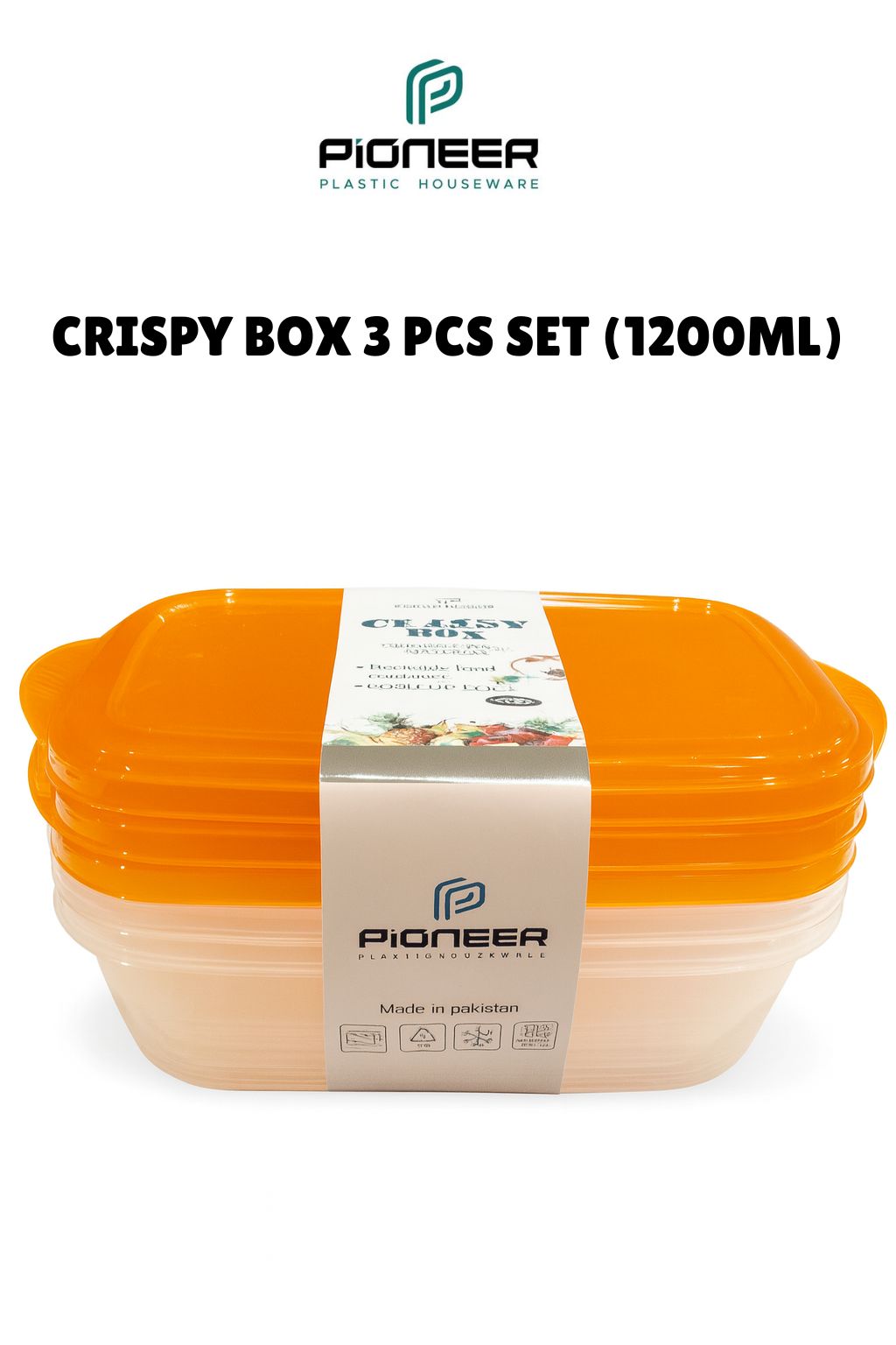 Tawakkal Plastic Works Pioneer Crispy Box 3Pcs Set (1200ML) Food Container
