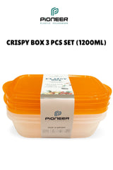 Tawakkal Plastic Works Pioneer Crispy Box 3Pcs Set (1200ML) Food Container