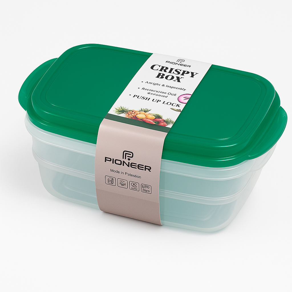 Tawakkal Plastic Works Pioneer Crispy Box 3Pcs Set (1200ML) Food Container