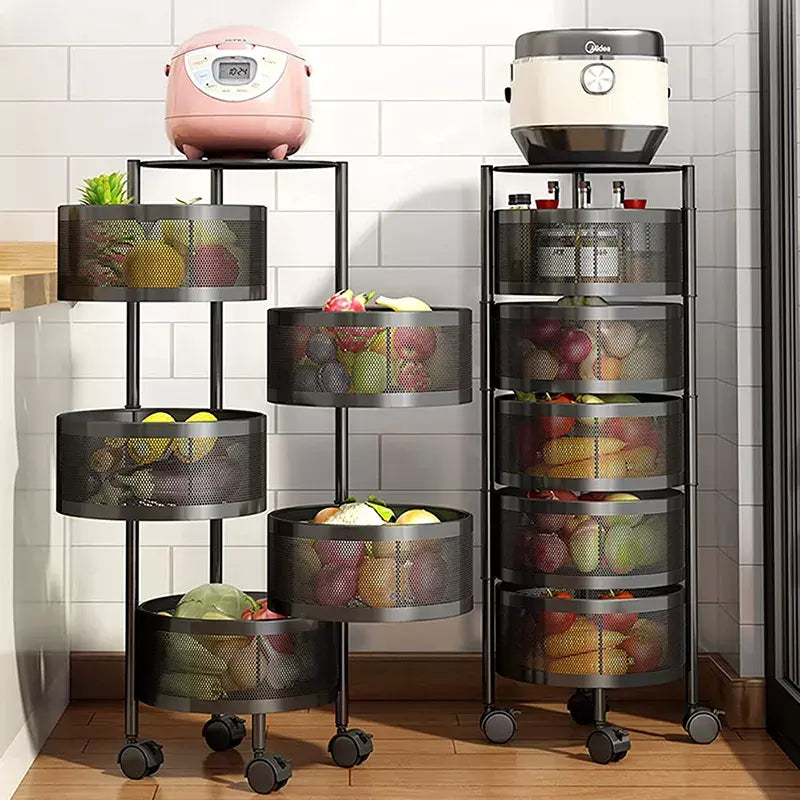 kitchen corner shelf floor multi-functional 360-degree fruit and vegetable storage rack.