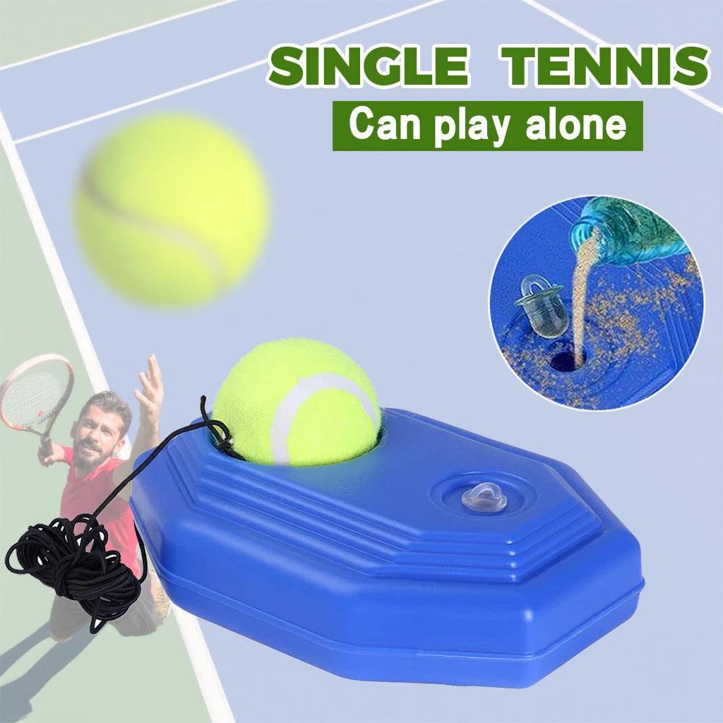 Singles Tennis Trainer Self-study Tennis Training Base + 2Ball with Rope Tennis Practice Rebound Training Tools Sparring Device