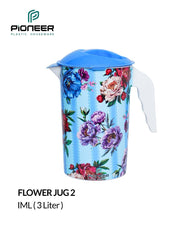 Flower Design IML Plastic Water Jug 3L