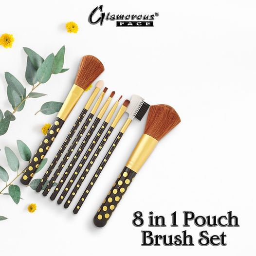 Glamorous Face 8 in 1 Professional Makeup Brush Set Pouch