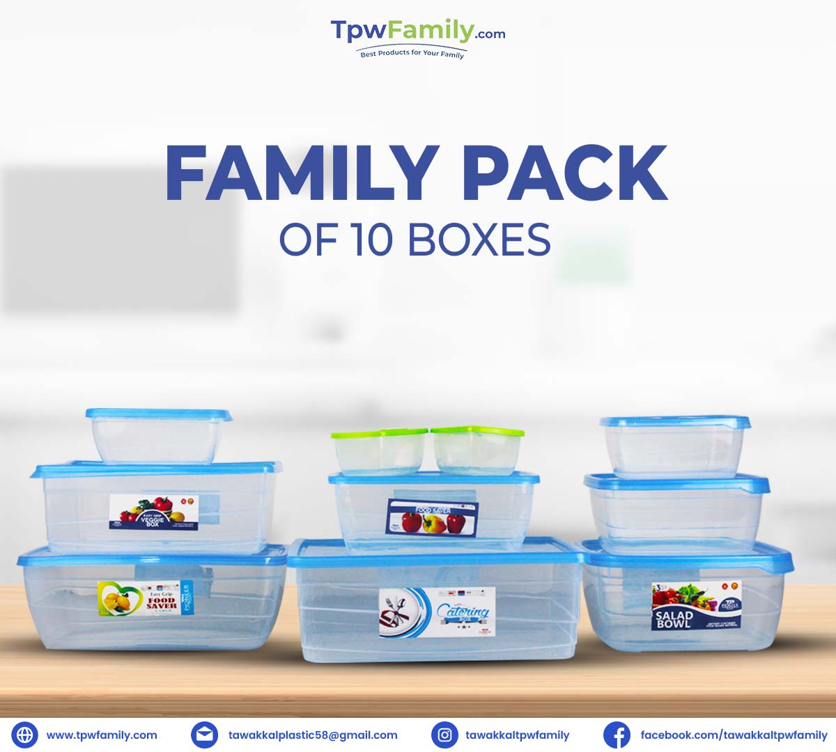 (Deal 7) FAMILY PACK 10 Boxes Storage Box Food Container 10 Pcs Set 100% Premium Quality Food Box For KItchen In Multicolours