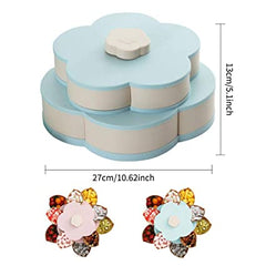Double Layer Nut Serving Platter, Flower-Shaped Rotating Snack Containers