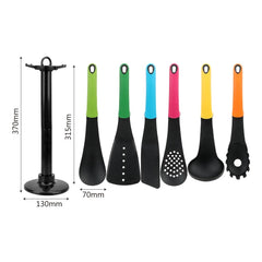 Plastic Set of 6 Kitchen Utensil Set with Holder