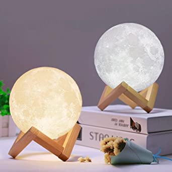 3D Full Moon Lamp,Mayround 15cm/5.9 Inch LED Lunar Moon Night Light Modern Lamp