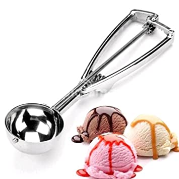 Stainless Steel Ice Cream Scoop Multi Use Food Spoon Silver