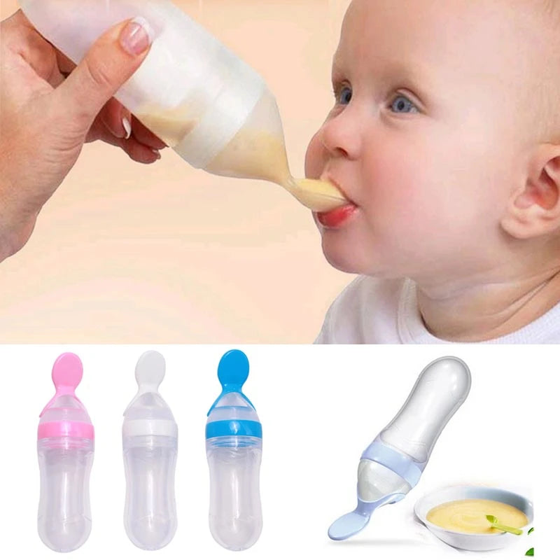 90ml Baby Feeding Bottle Silicone Spoon