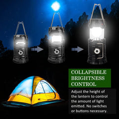 Portable LED Camping Lantern XTAUTO Lightweight Waterproof Solar DC Rechargeable LED Flashlight