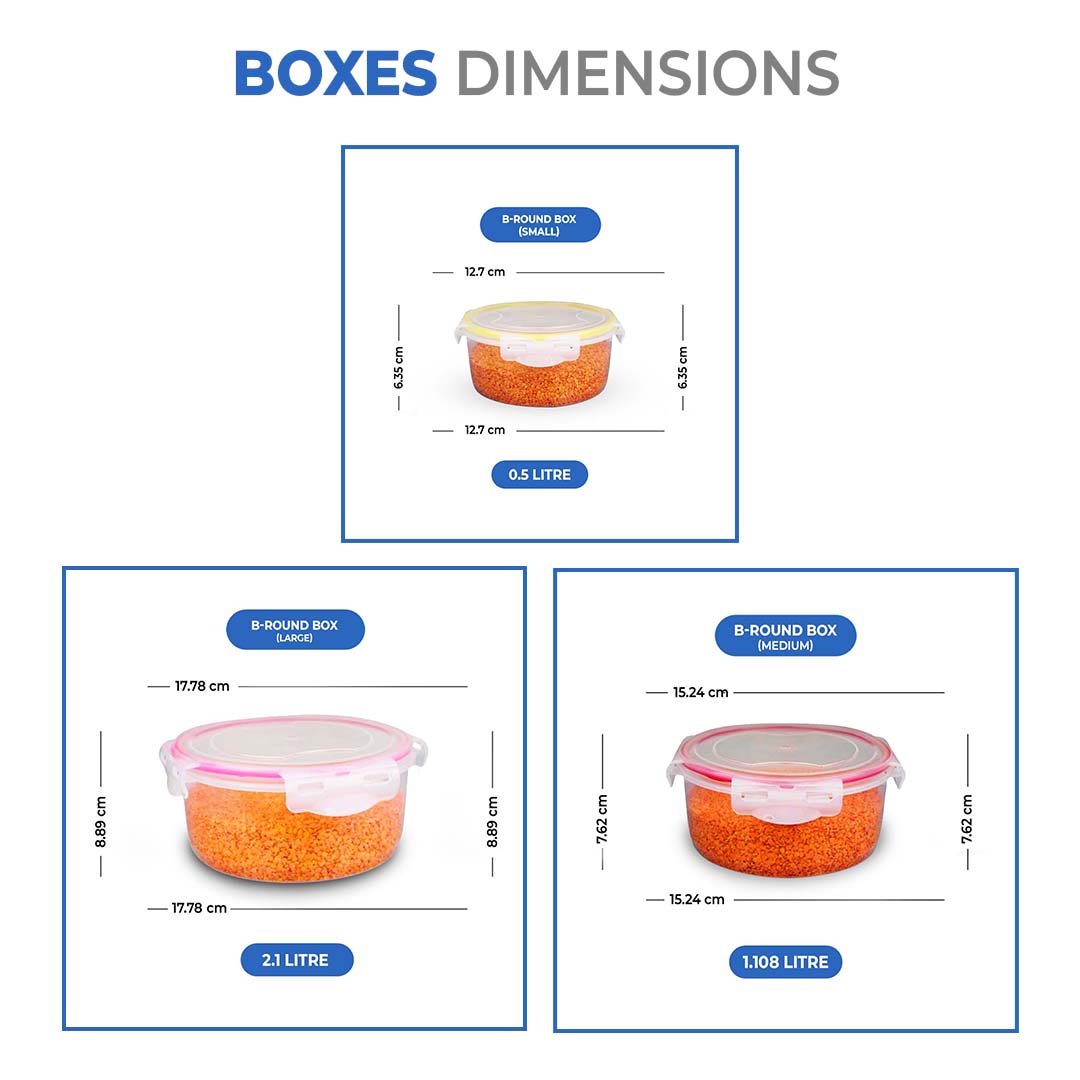 B Round Storage Box Sealed 3 PCS