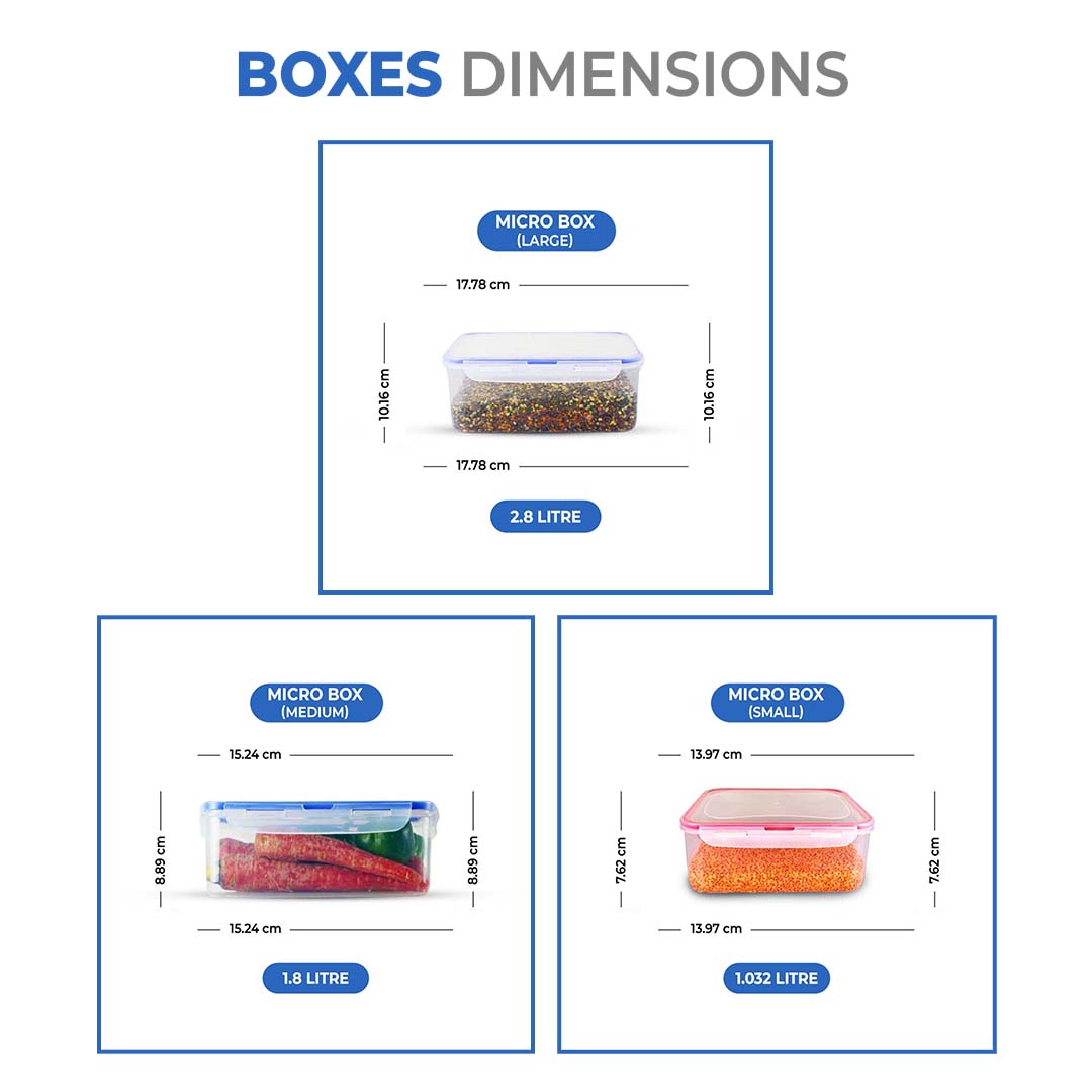 (5.7 litre) Air tight 3 Pieces Food Container Set Microbox