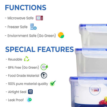 (3.55 litre) Air tight 3 Pieces Food Container Set Microbox