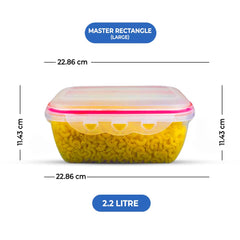 (3.96 Litre) Air tight 3 Pieces Food Container Set Master Rectangle