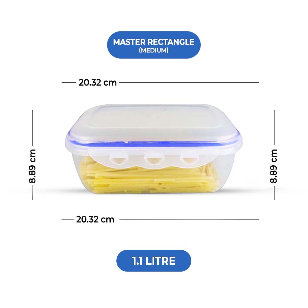 (3.96 Litre) Air tight 3 Pieces Food Container Set Master Rectangle