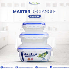 (3.96 Litre) Air tight 3 Pieces Food Container Set Master Rectangle