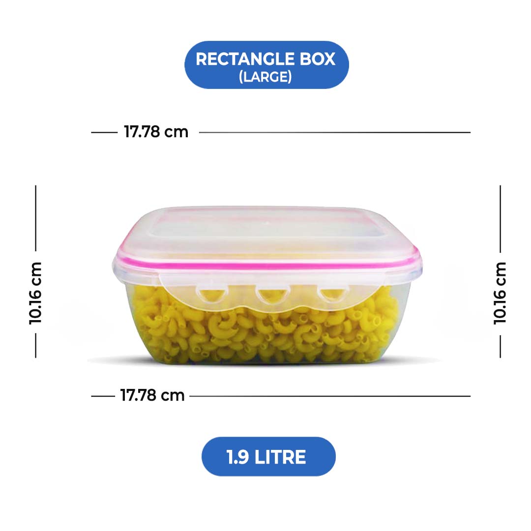 (3.4 Litre) Air tight 3 Pieces Food Container Set Rectangle Storage Box