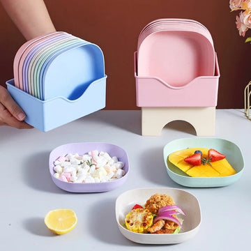 10 Pcs Plastic Plates With Stand
