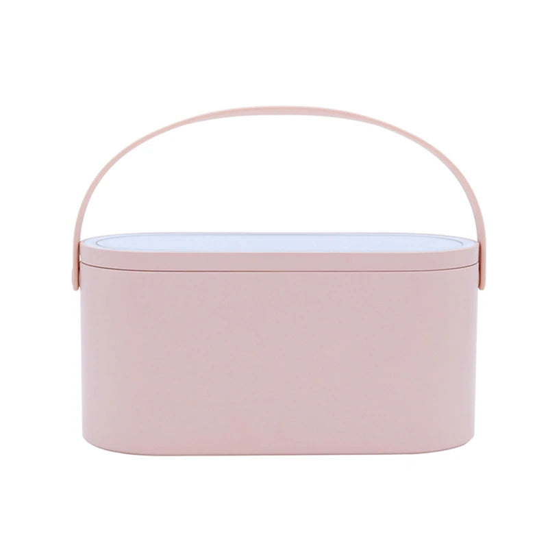 Portable Makeup Case Cosmetic Organizer Storage Box With Led Lighted Mirror