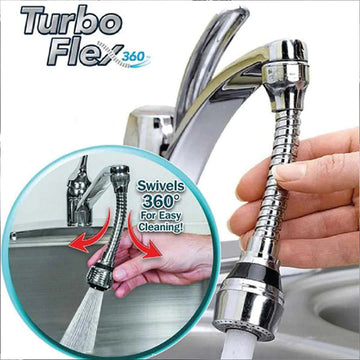 Instant Hands-Free Faucet Swivel Spray Sink Hose by Turbo Flex 360