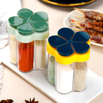 Kitchen Seasoning Box Set, 6 In 1 Creative Rotating Condiment Bottle  Storage Rack With Glass Jars