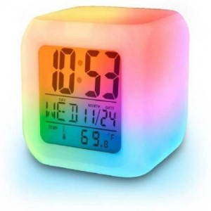 7 Colour Changing LED Digital Alarm Clock with Date, Time.