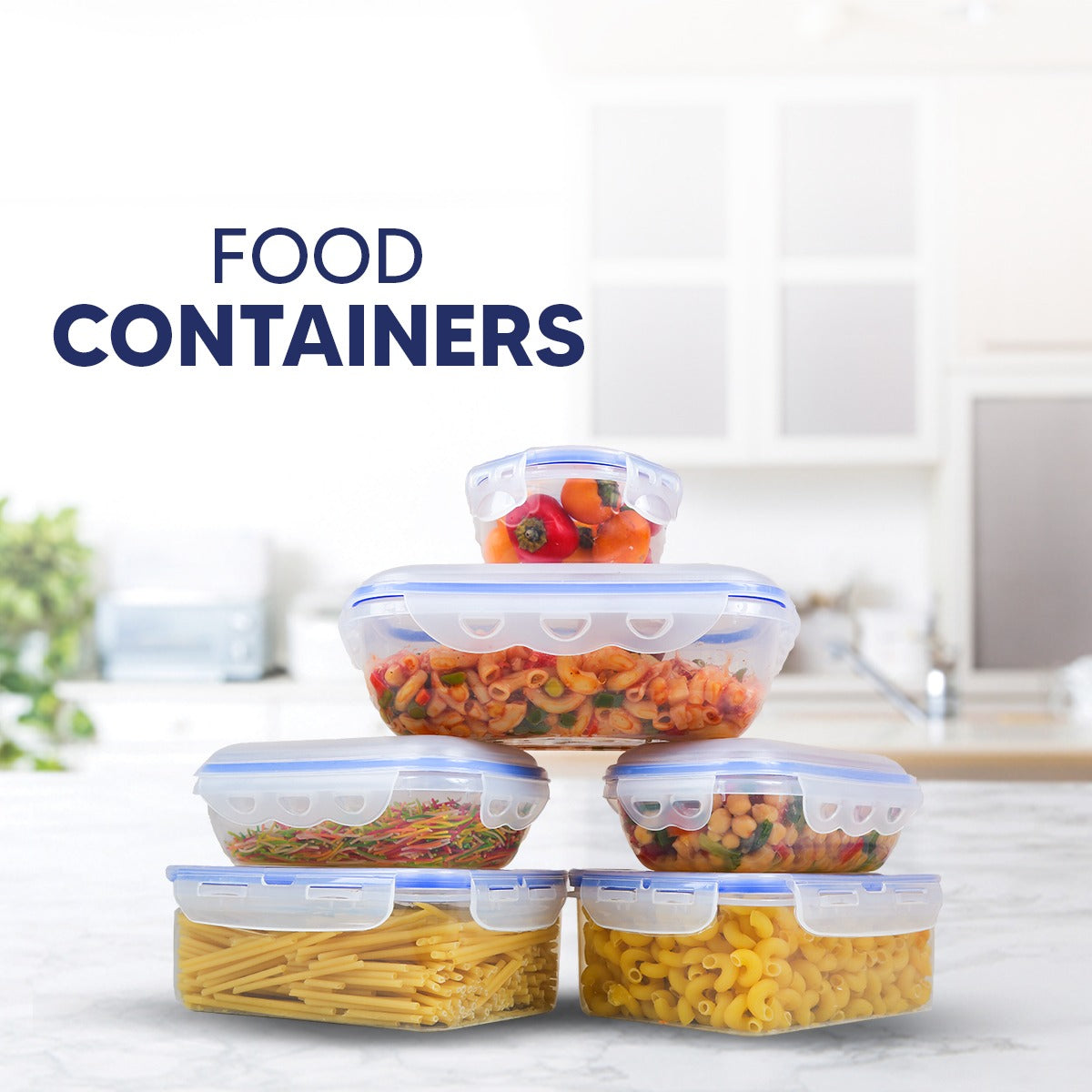(Deal 3)  PACK OF 6 FOOD CONTAINERS (total 4.17L) Storage Box With Seal Airtight Food Container 6 Pcs Set 100% Premium Quality Food Box For Kitchen In Multicolor