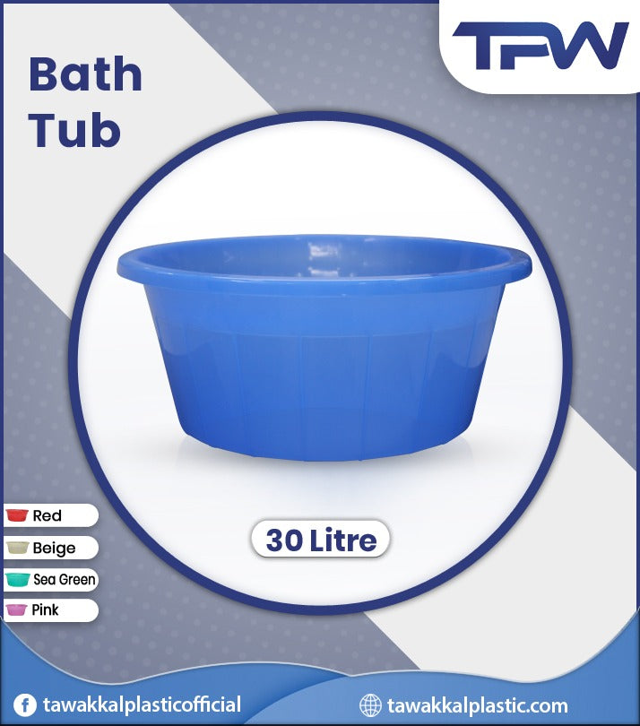 Tub this ideal size tub is best for home use. Various work can be done by this amazing product like laundry, baby bathing, water storing, and many more things As per promise of 100% pure material we are also providing attractive transparent colors 4 no tub (30 litre) Dimensions (cm): L 50.5 x W 50.5 x H 22 Available in 5 different transparent colors 100% pure material Quality Reusable Leak proof BPA FREE (Go Green) High Capacity in Low Price Environmental Safe beautiful wash basin bath tub