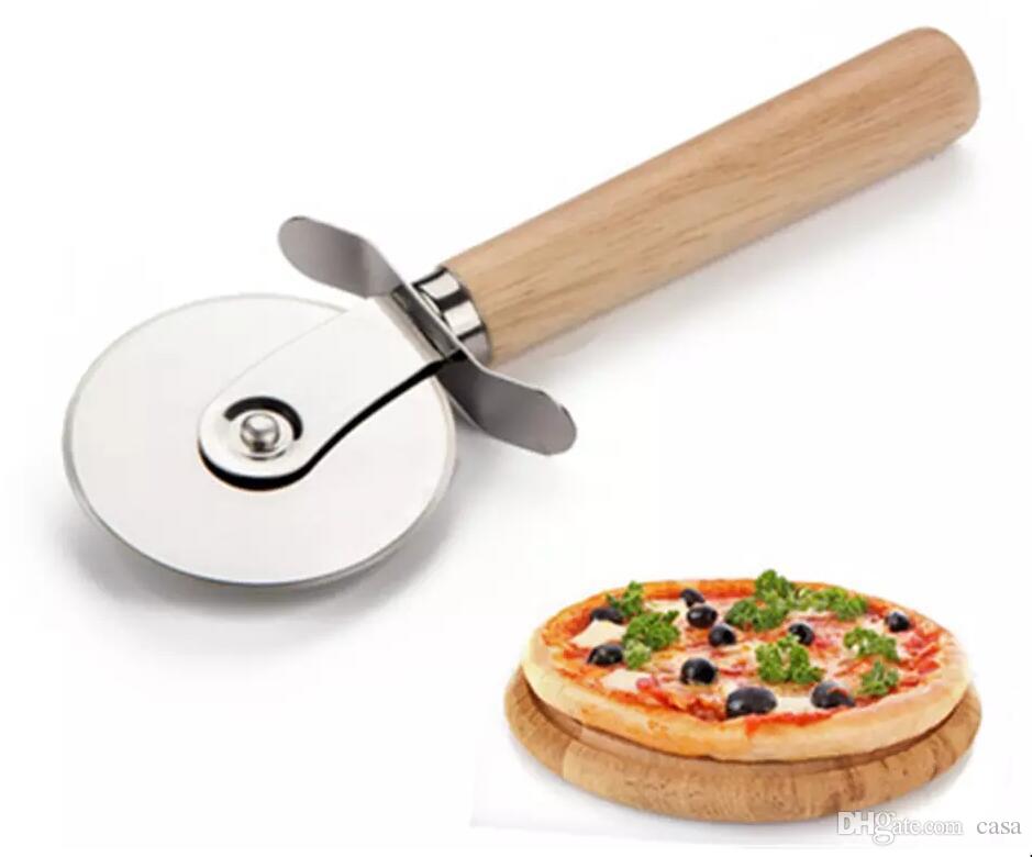 pizza cutter with a wooden handle